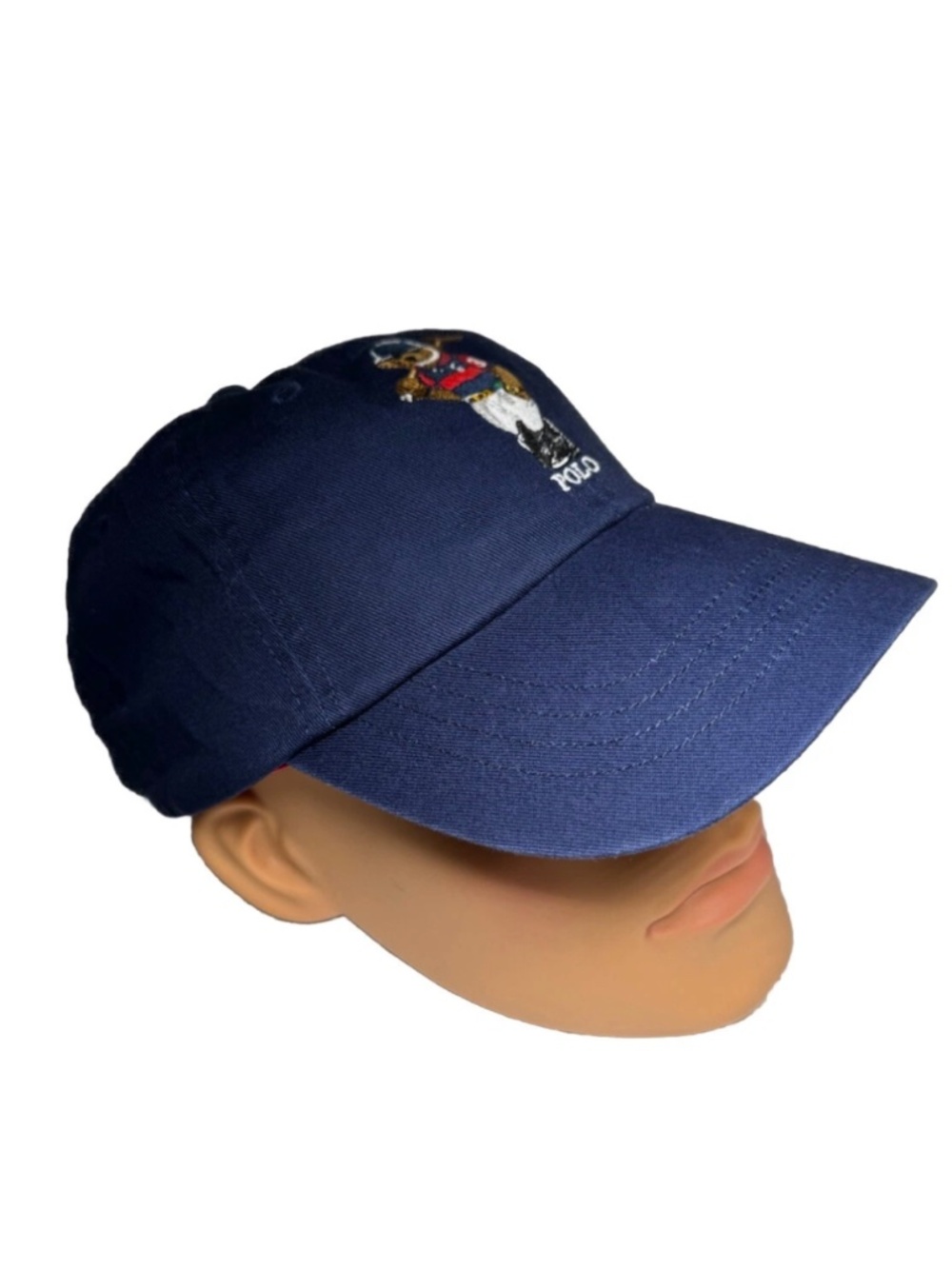 Polo Ralph Lauren Bear Men Adjustable Leather Ball Cap Hat Dark Blue One Size